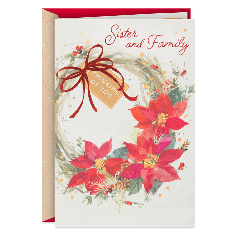 Thinking of You Christmas Card for Sister and Family