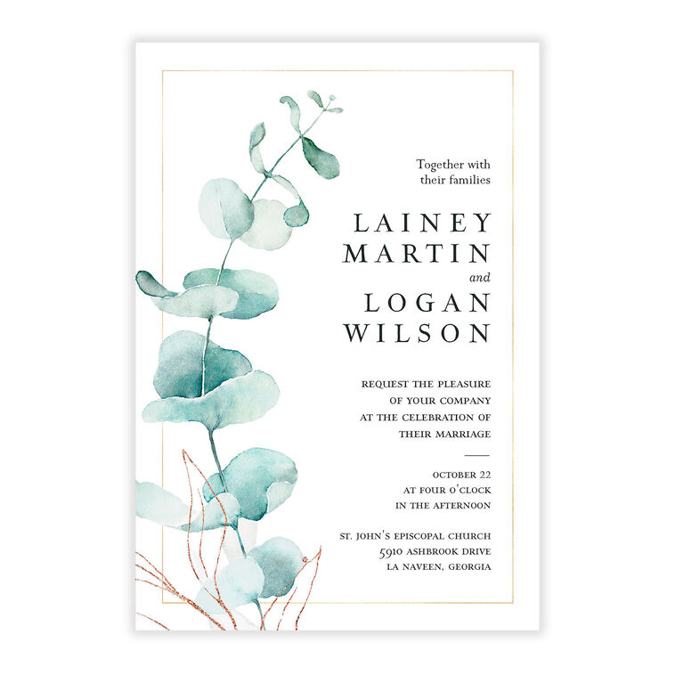 Watercolor Eucalyptus Wedding Invitation, , large image number 5