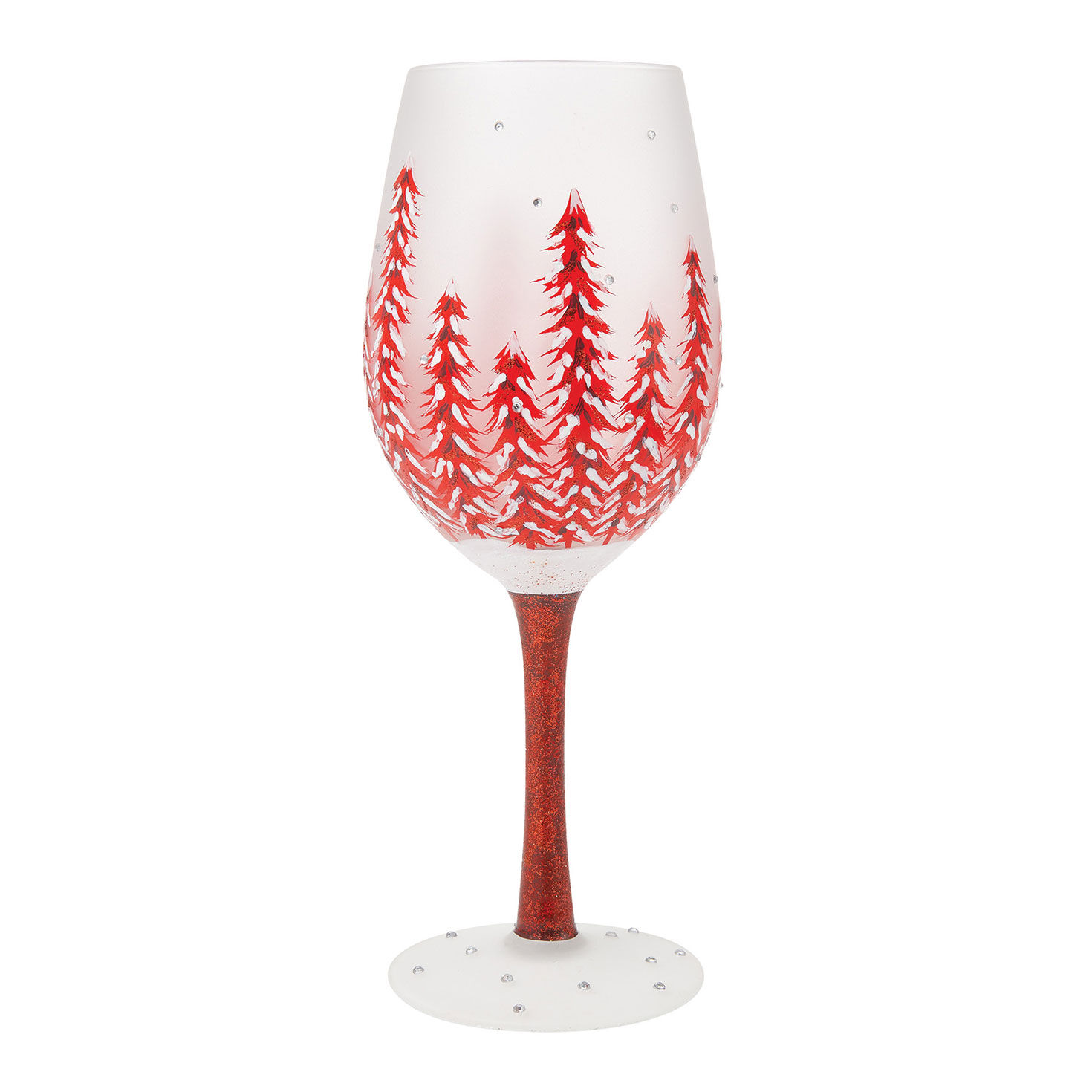 Lolita Christmas in Rouge Handpainted Wine Glass, 15 oz.