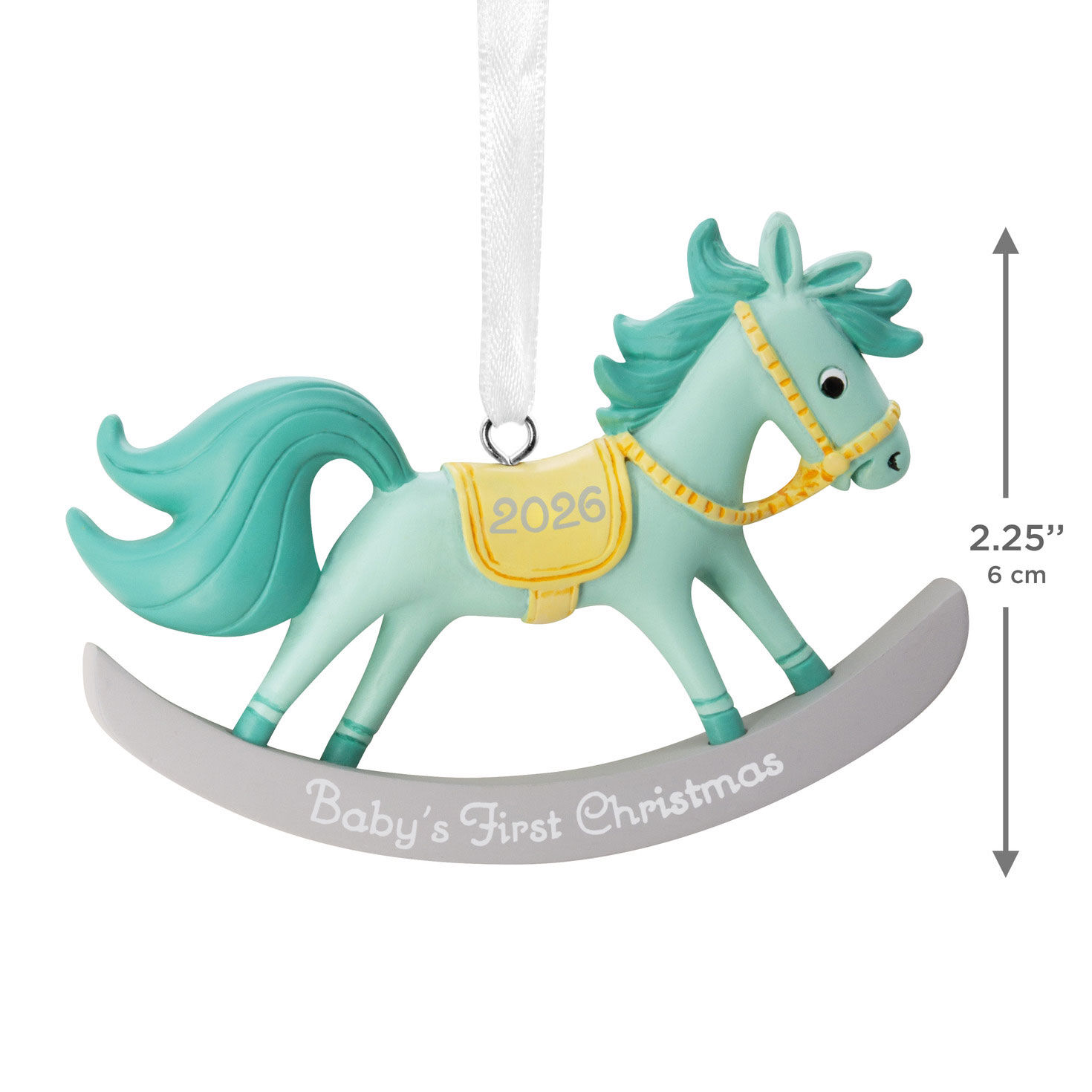 Blue Rocking Horse Christmas Ornament measurement image number 3