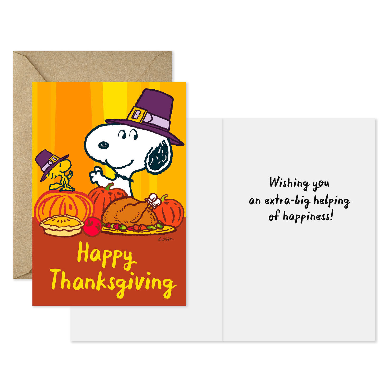 Peanuts Snoopy and Woodstock Thanksgiving Card Pack Card Front with Sentiment image number 2