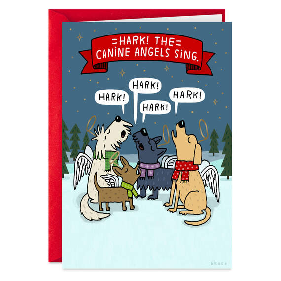 Hark, the Canine Angels Sing Funny Christmas Card