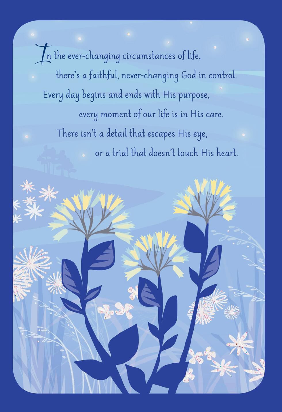 Bright Flowers on Blue Religious Encouragement Card