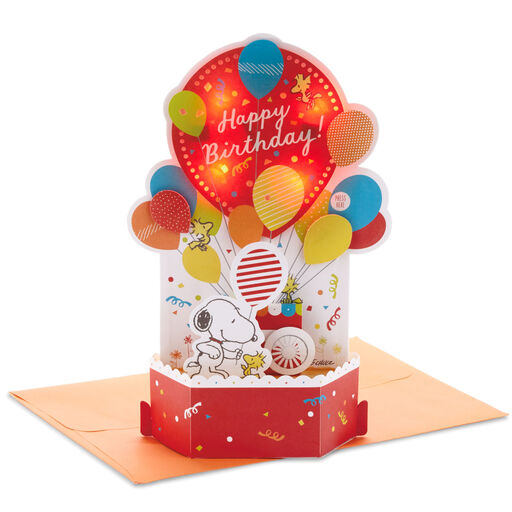 Peanuts® Snoopy Balloons Musical 3D Pop-Up Birthday Card With Light, 