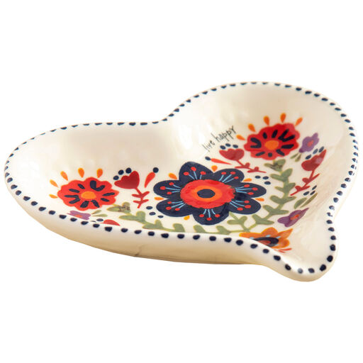 Natural Life Live Happy Floral Heart Spoon Rest, 