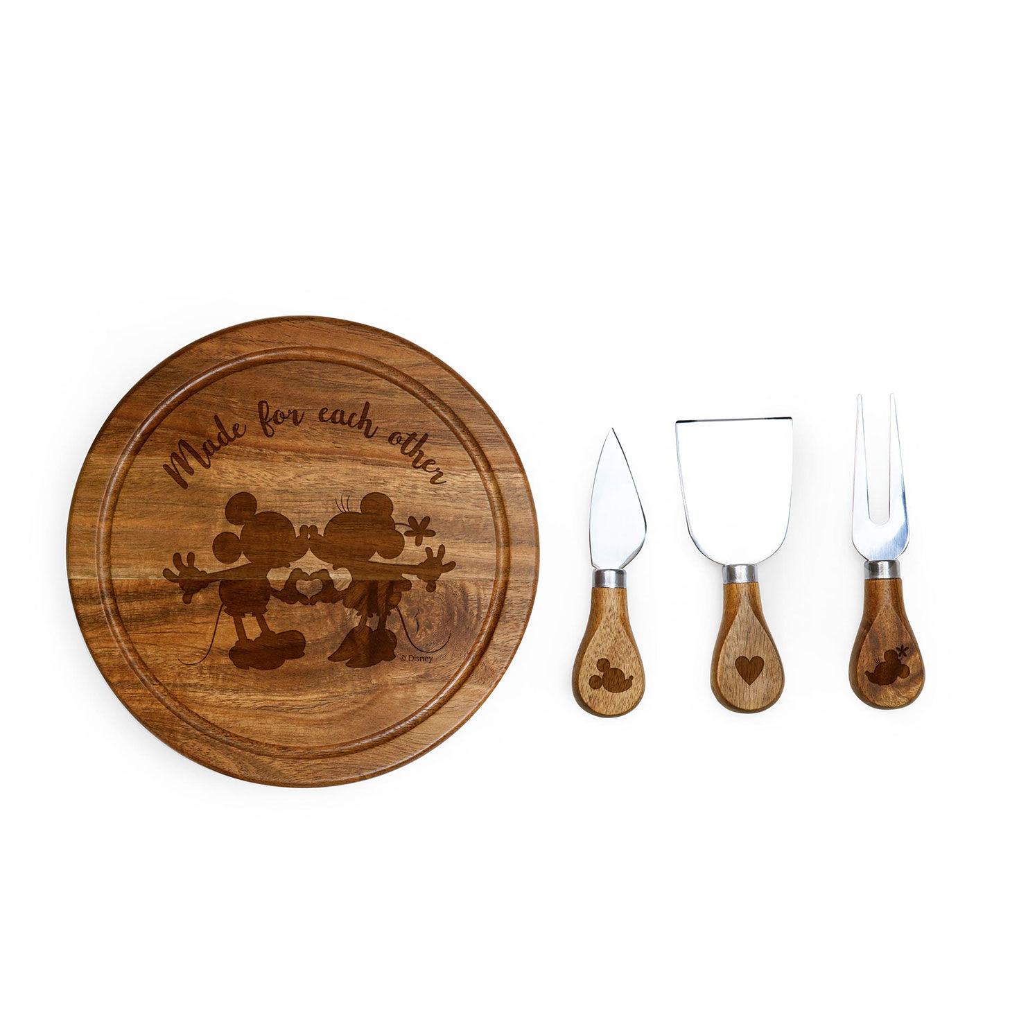 Toscana Mickey Mouse and Minnie Mouse Acacia Wood Cheese Board With Tools, Set of 5 for only USD 34.99 | Hallmark
