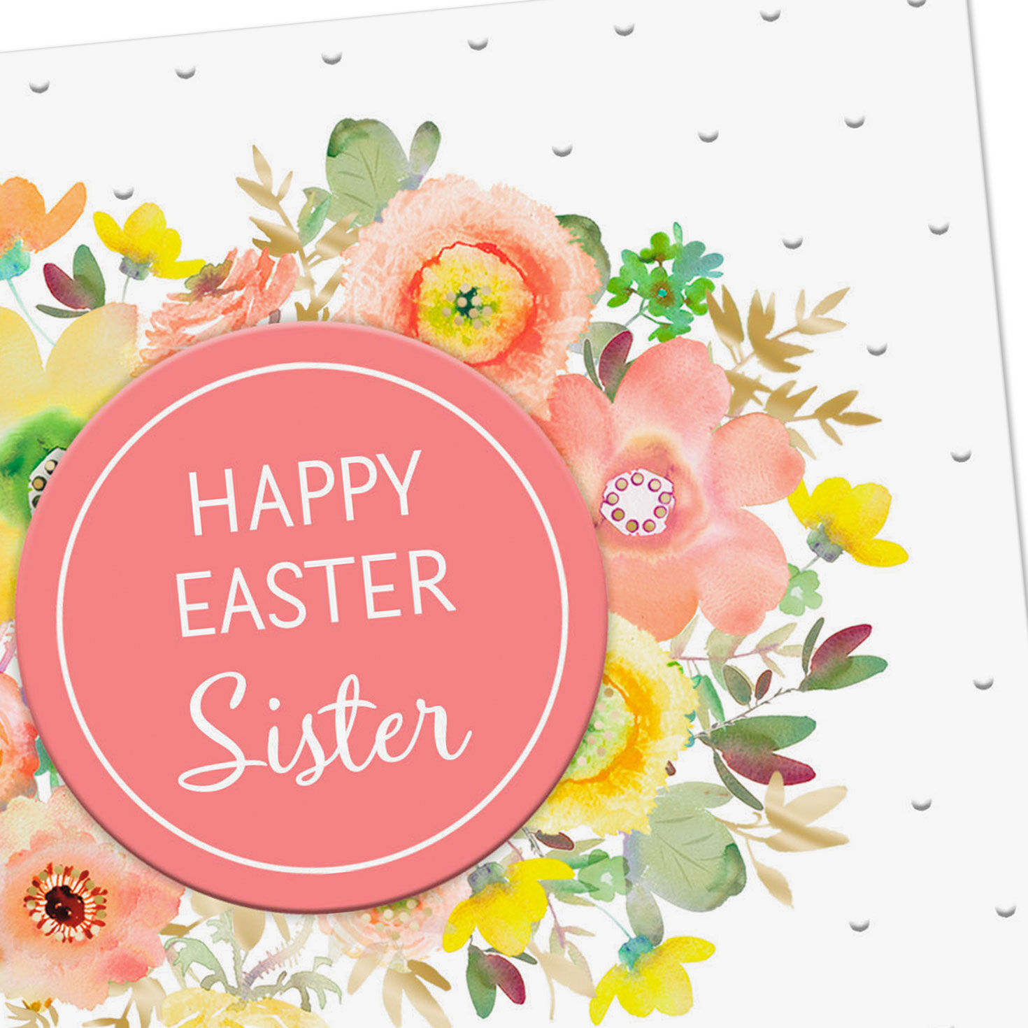 Peach and Yellow Flowers Easter Card for Sister Card Front Detail image number 5