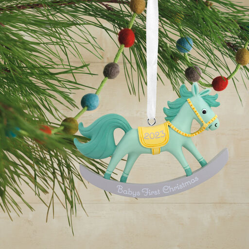 Baby Boy's First Christmas Rocking Horse 2023 Hallmark Ornament, 
