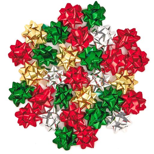 Bag of 30 Assorted Mini Metallic Christmas Gift Bows, Metallic Mini