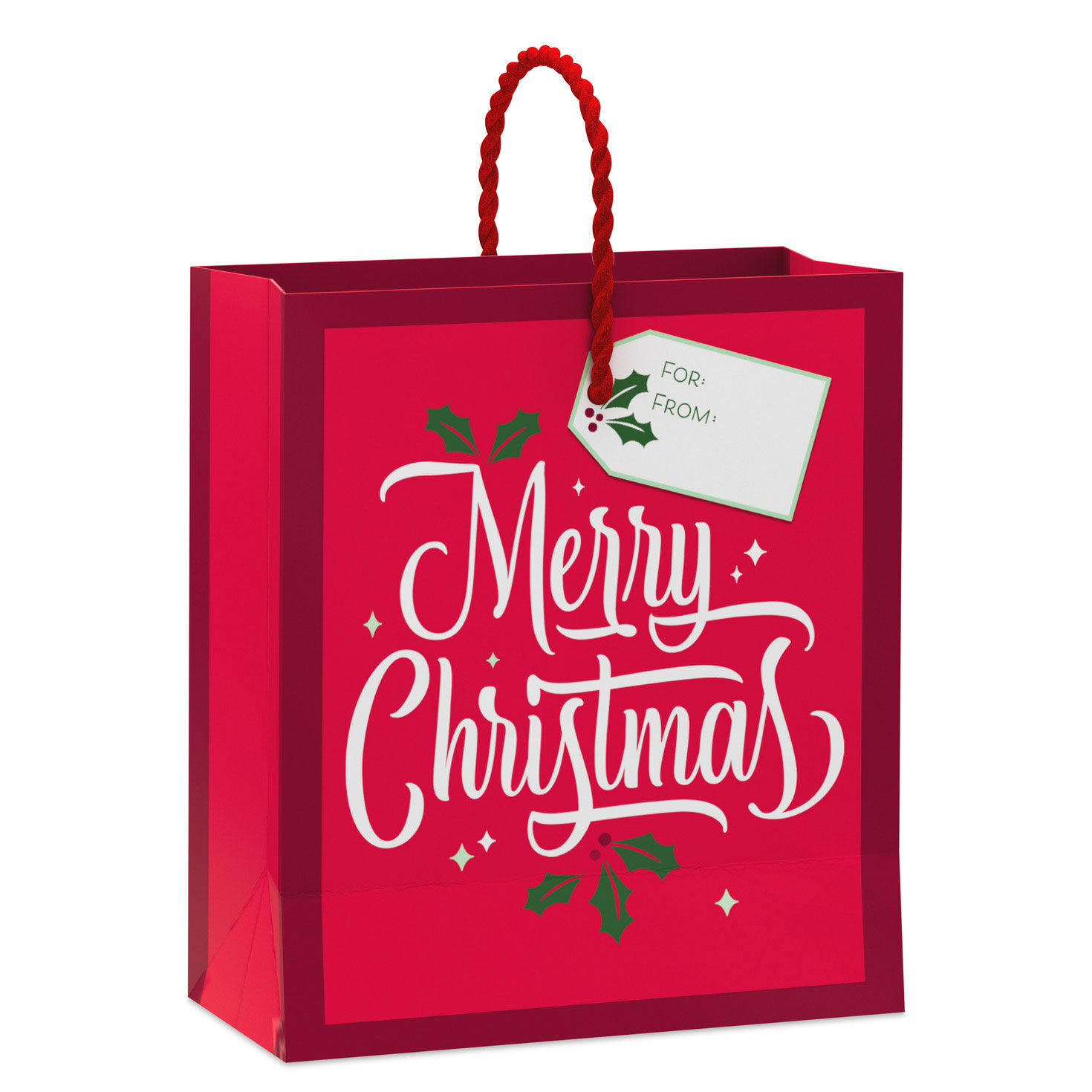 Red Merry Christmas Gift Card Holder Bag Back image number 6