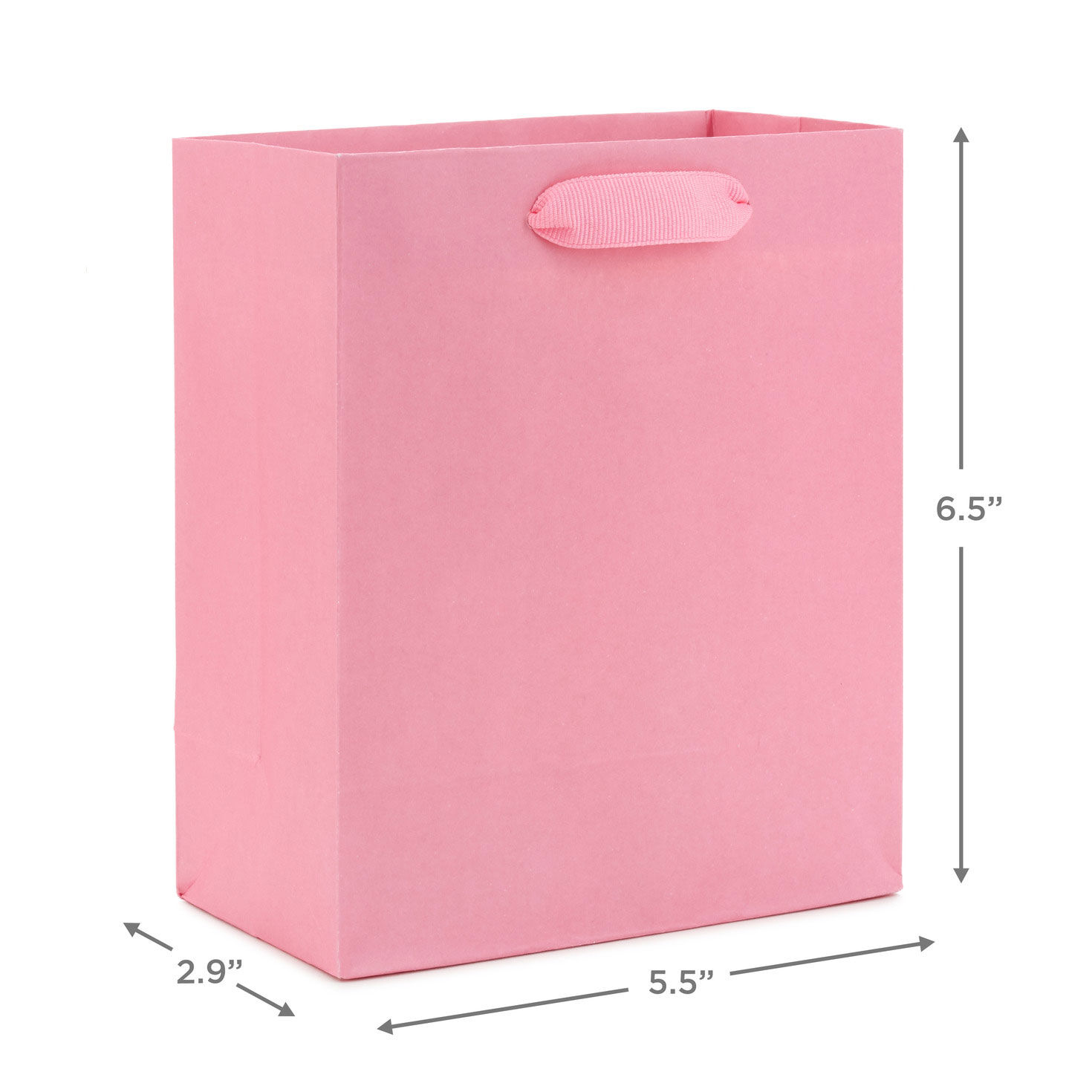 6.5" Solid Pink Small Gift Bag, Pink, large image number 3