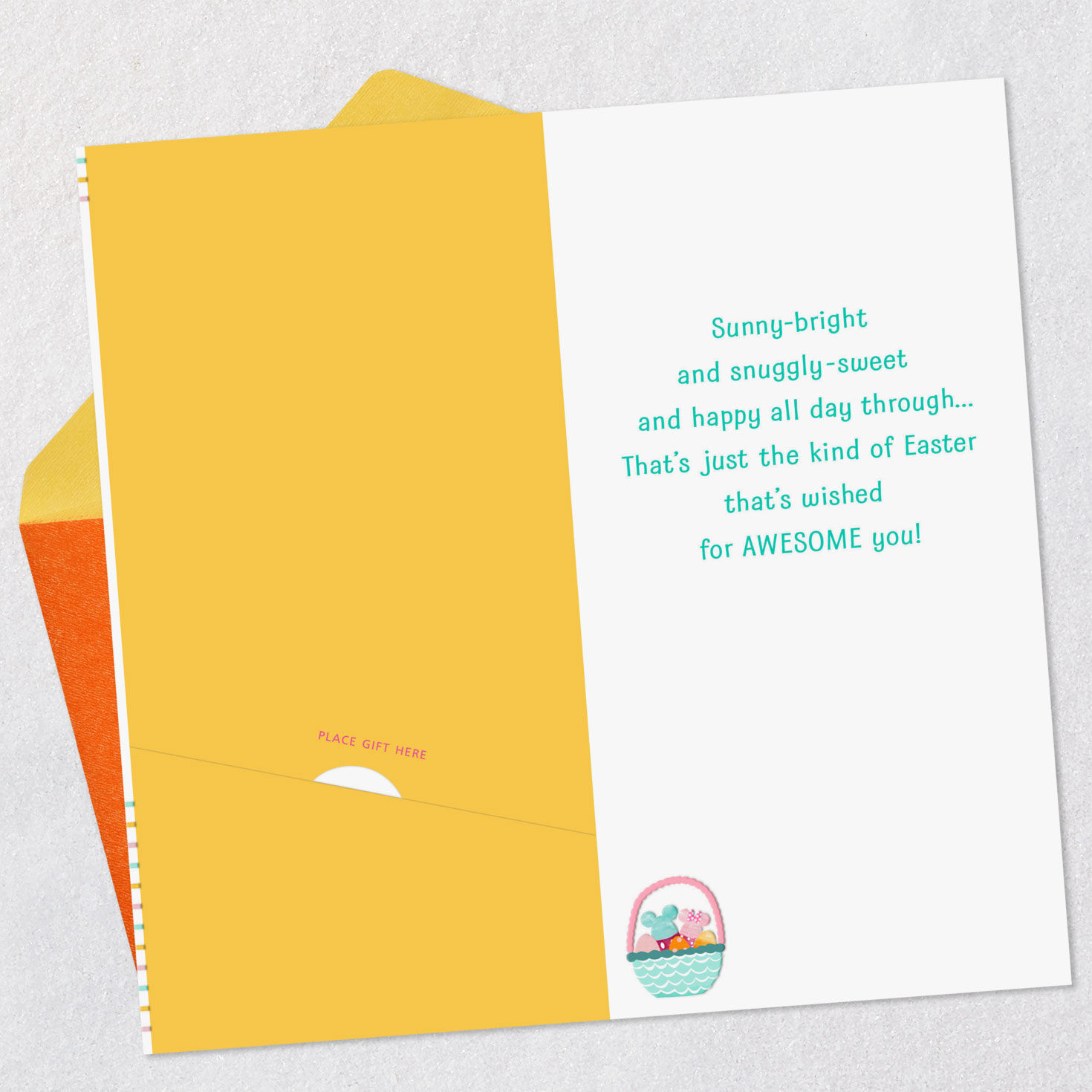 Mickey and Minnie Bunnies Money Holder Easter Card Open card with envelope image number 4