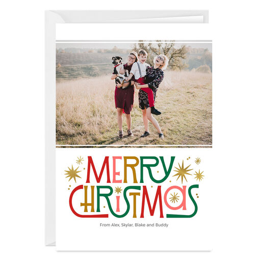 Personalized Retro-Style Merry Christmas Photo Card, 