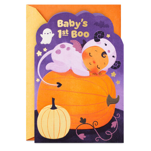 Little Purple Monster First Halloween Card for Girl, 