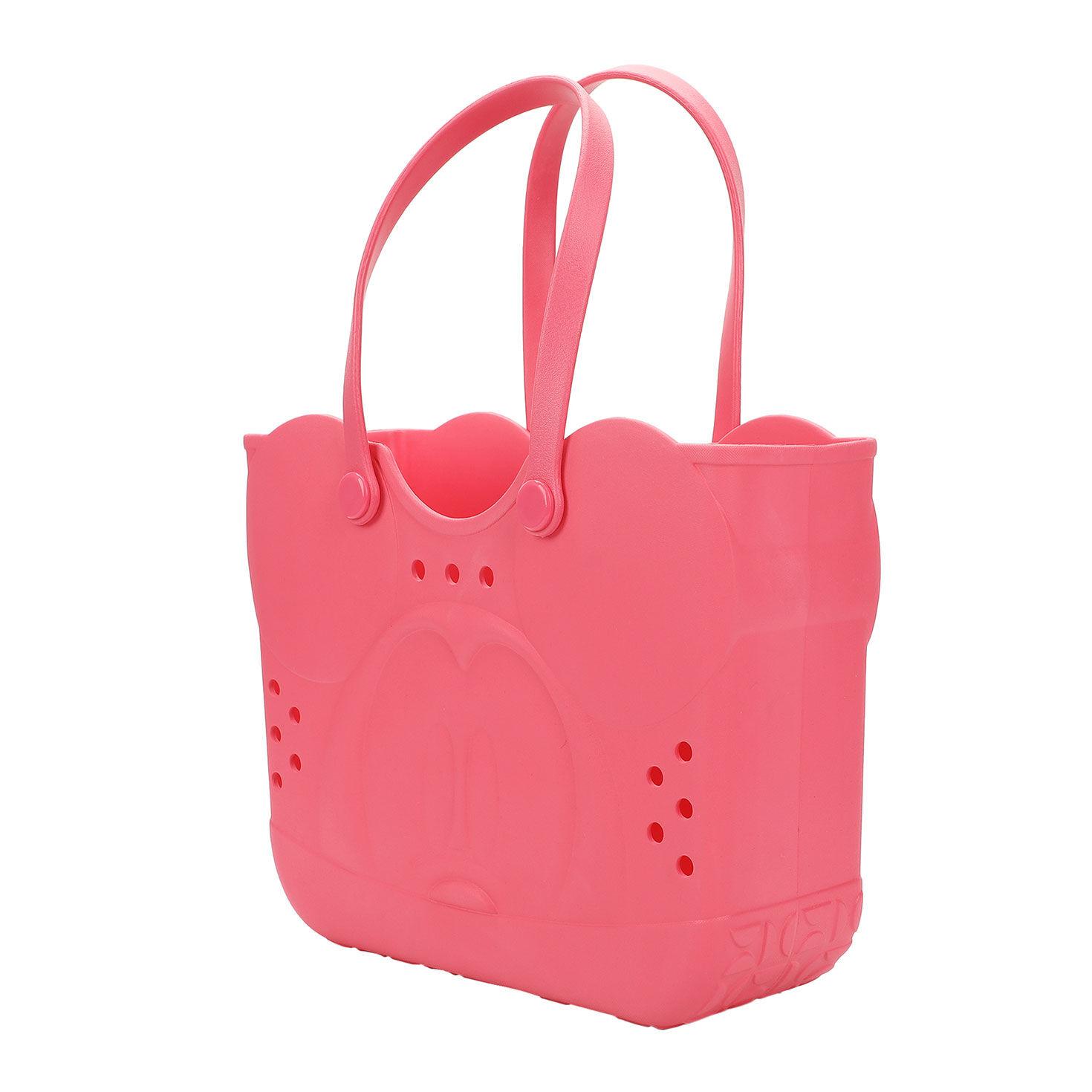 Mickey Mouse Face Coral Plastic Tote Bag side image number 4