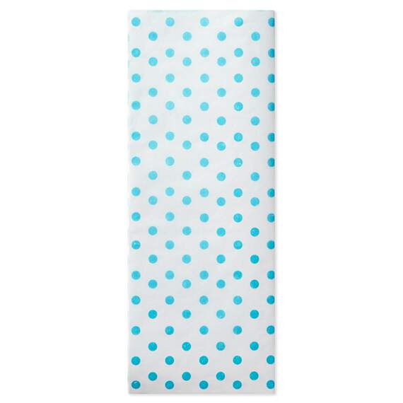 Aqua Blue Polka Dots Tissue Paper, 4 sheets