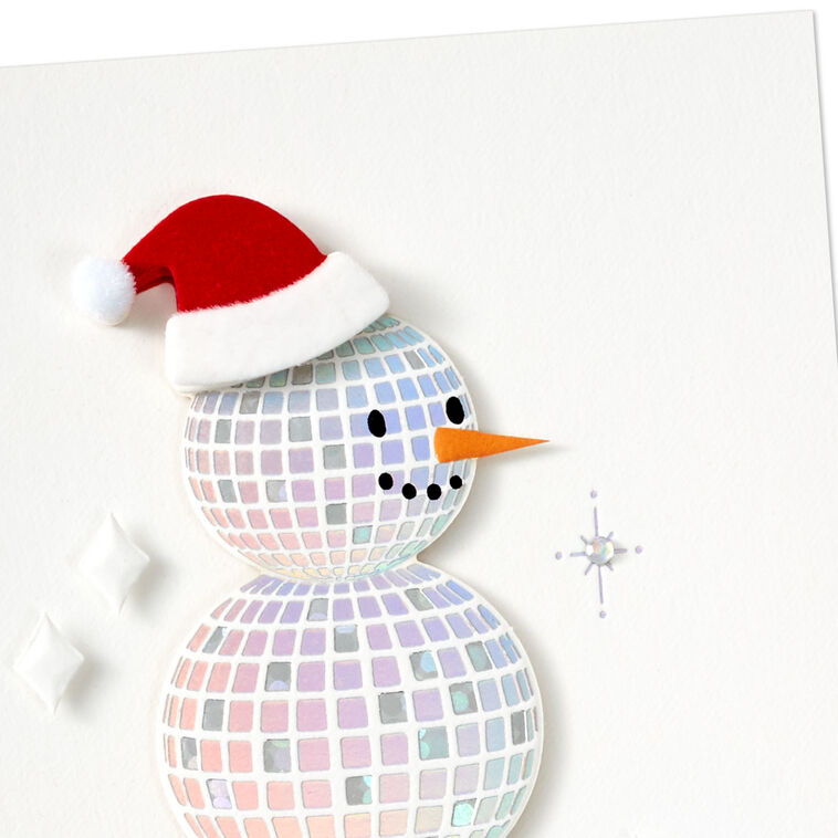 Disco Ball Santa Snowman Christmas Card, , large image number 4