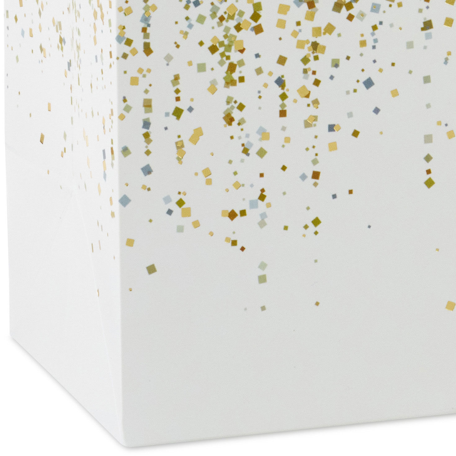 Gold Confetti Designs on White Medium Gift Bag Base/Side Detail image number 5