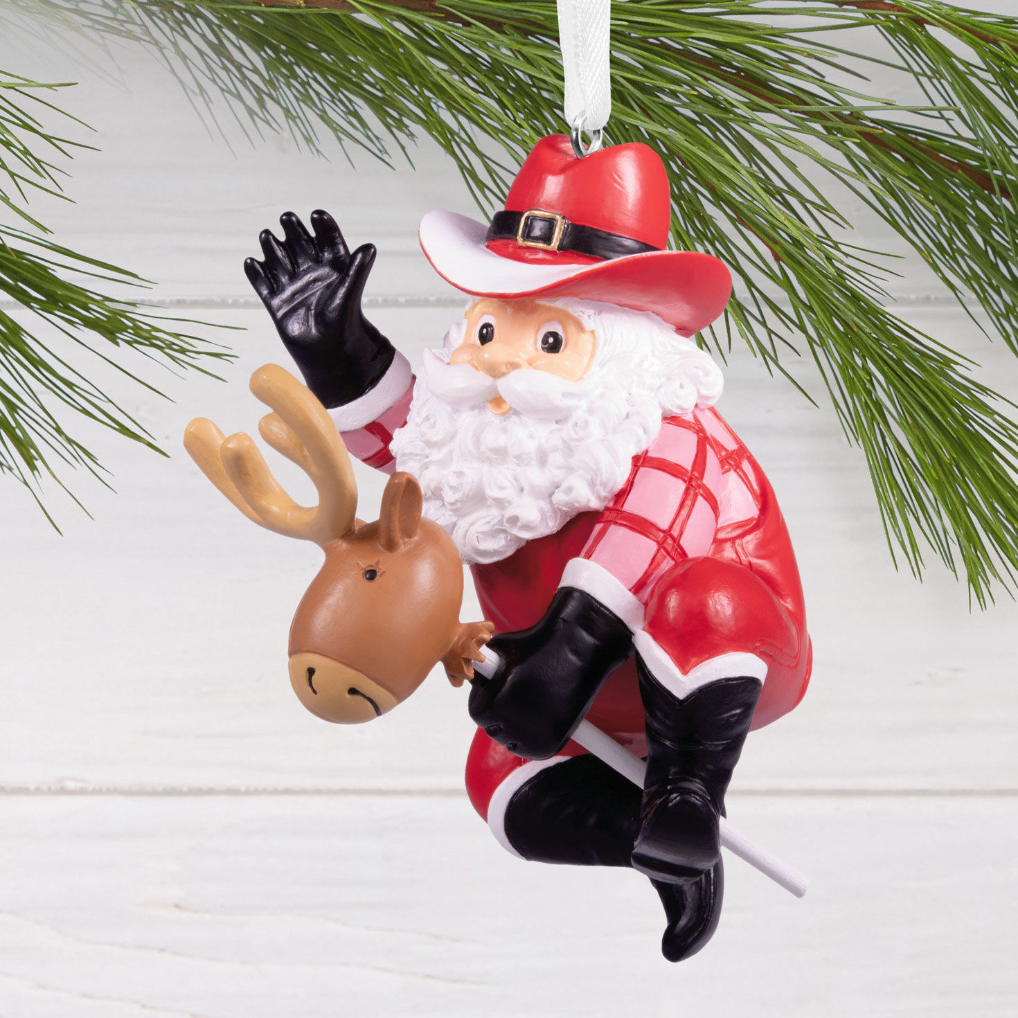 Cowboy Santa Christmas Ornament hanging on tree image number 2