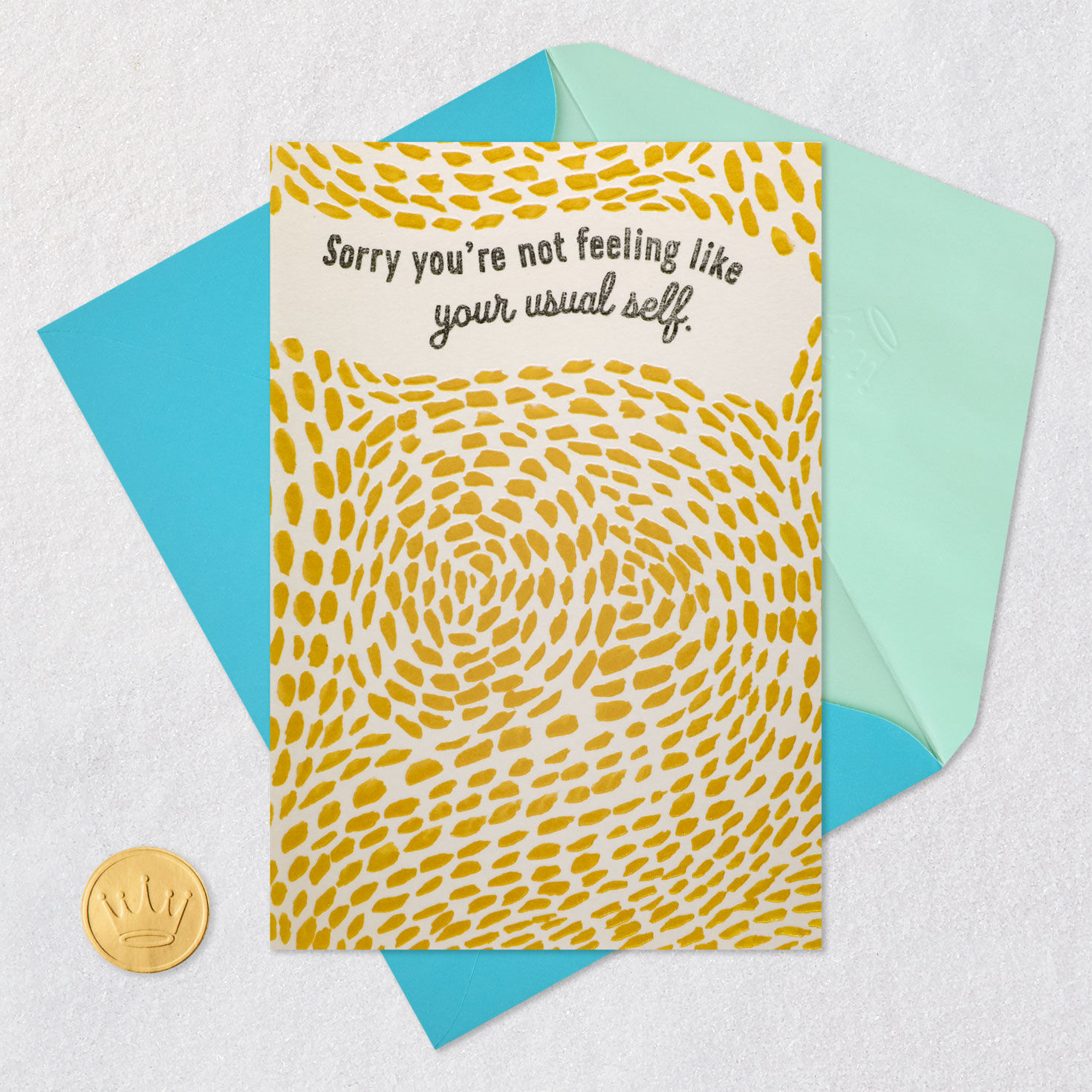 Abstract Yellow Swirl Get Well Card Card Front with Envelope and Gold Seal image number 5