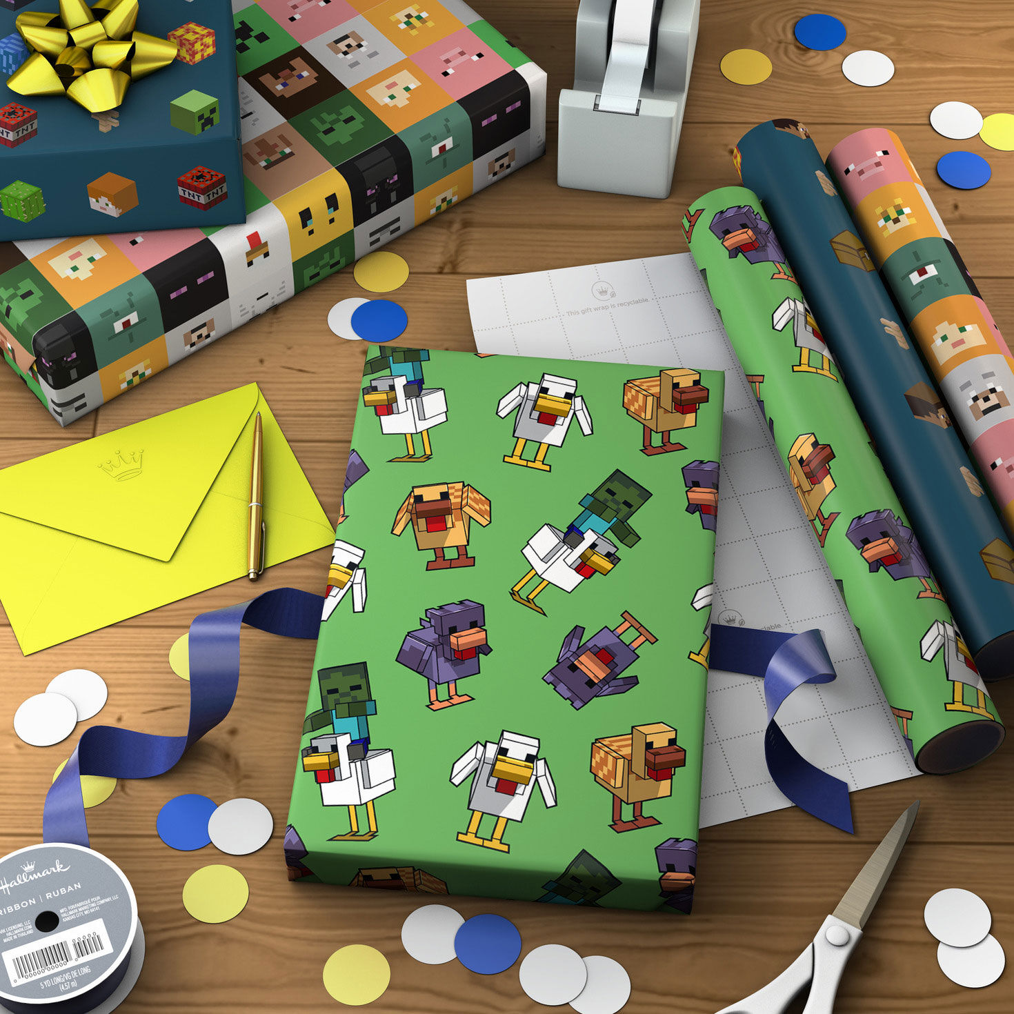 Minecraft Assorted Mini Gift Wrap Rolls  image number 3