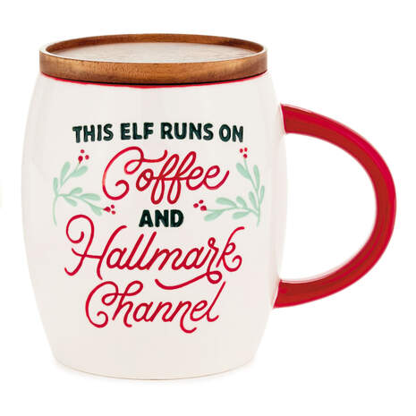 Hallmark Channel This Elf Runs on Coffee Mug With Lid, 15 oz., , large