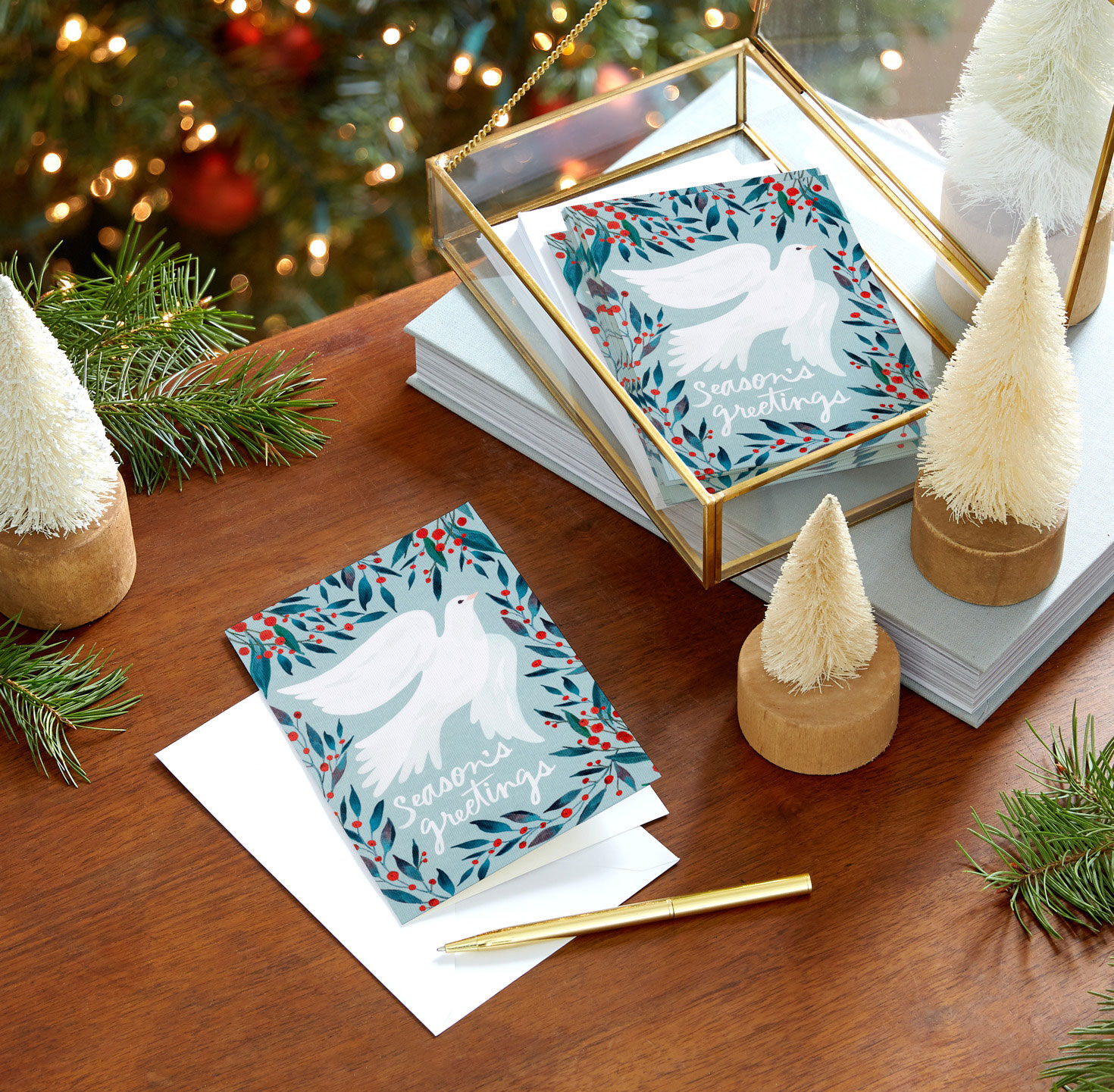 Watercolor Dove Packaged Christmas Cards, Pack of 5, , large image number 8