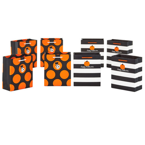 6.5" Assorted 8-Pack Stylish Halloween Small Gift Bags, 
