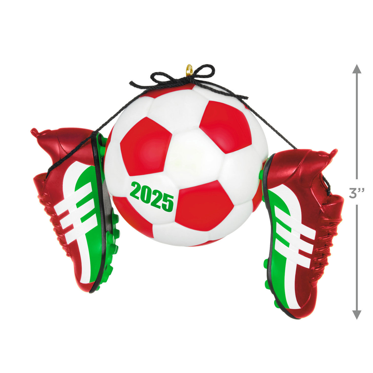 Soccer Ball and Shoes 2025 Keepsake Ornament measurement image number 3