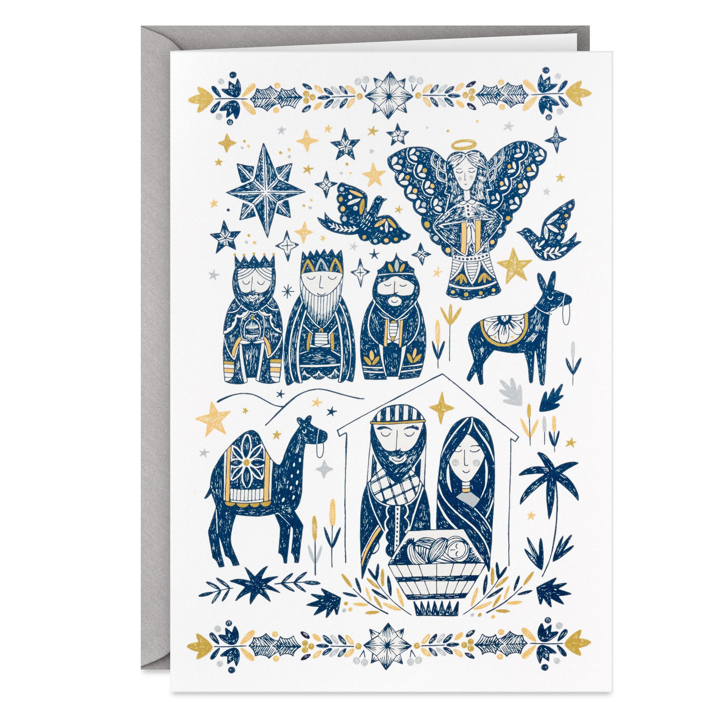 Folk Art Manger Scene Boxed Christmas Cards, Pack of 16, , large image number 2