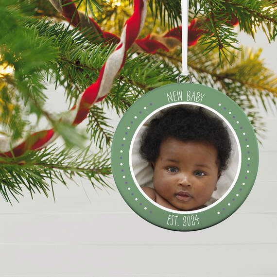 New Baby Personalized Text and Photo Ceramic Ornament, , large image number 2