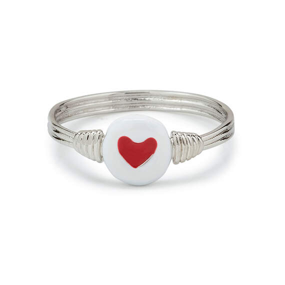 Pura Vida Silver Ring With Enamel Heart Bead
