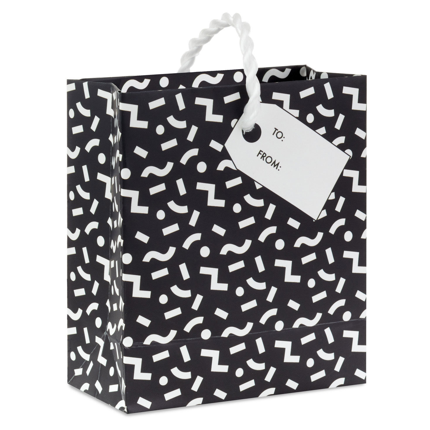 Black and White Mod Shapes Gift Card Holder Mini Bag Back image number 6