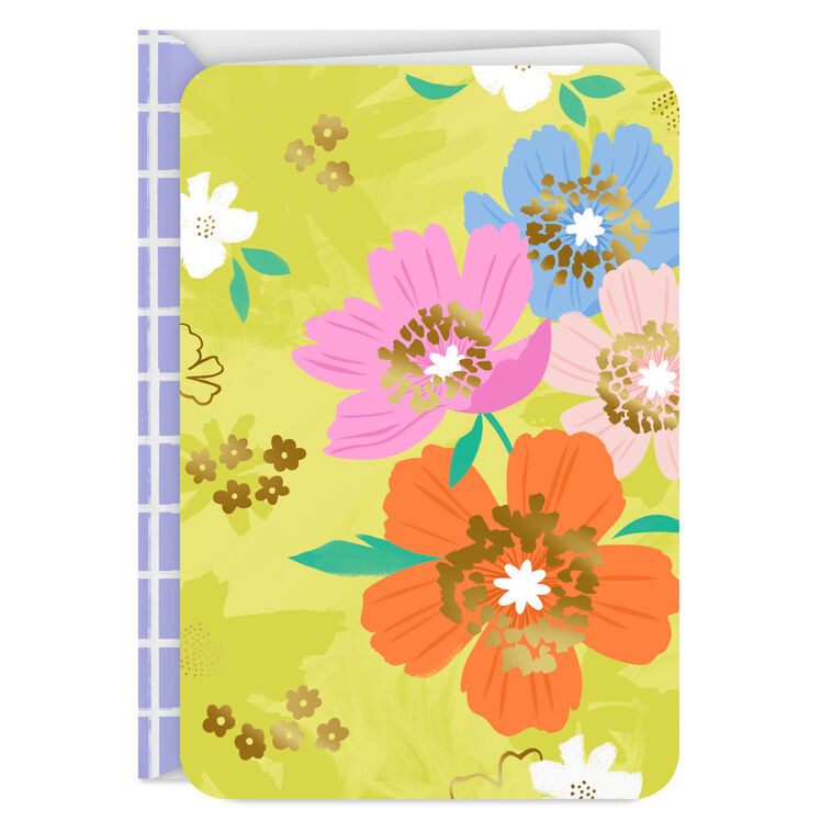 Colorful Flowers on Green Blank Card