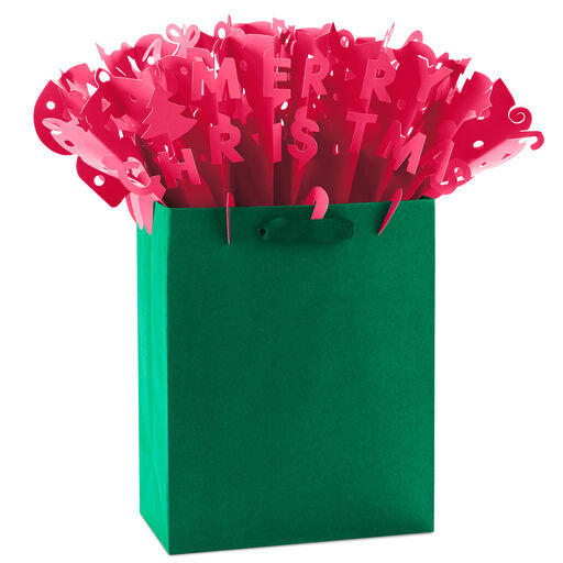 Red Merry Christmas WonderFill Paper Gift Bag Topper, 