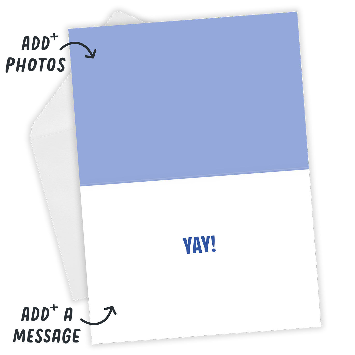 Colored Block Letters Celebrate Personalized Card Open Card with Envelope indicating personalization image number 4