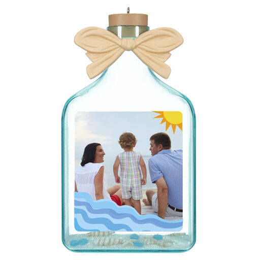A Day at the Beach Sun & Waves Personalized Photo Ornament, 