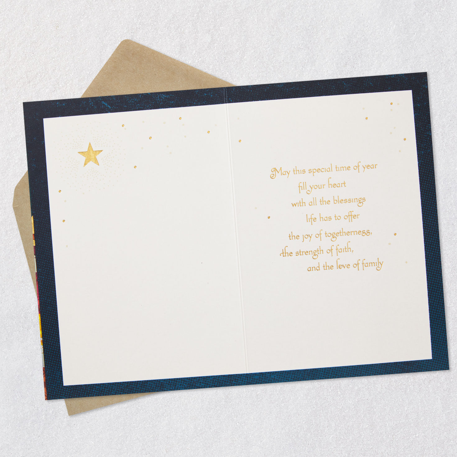Eid Card with Golden Crescent and Mosque Skyline Open card with envelope image number 3