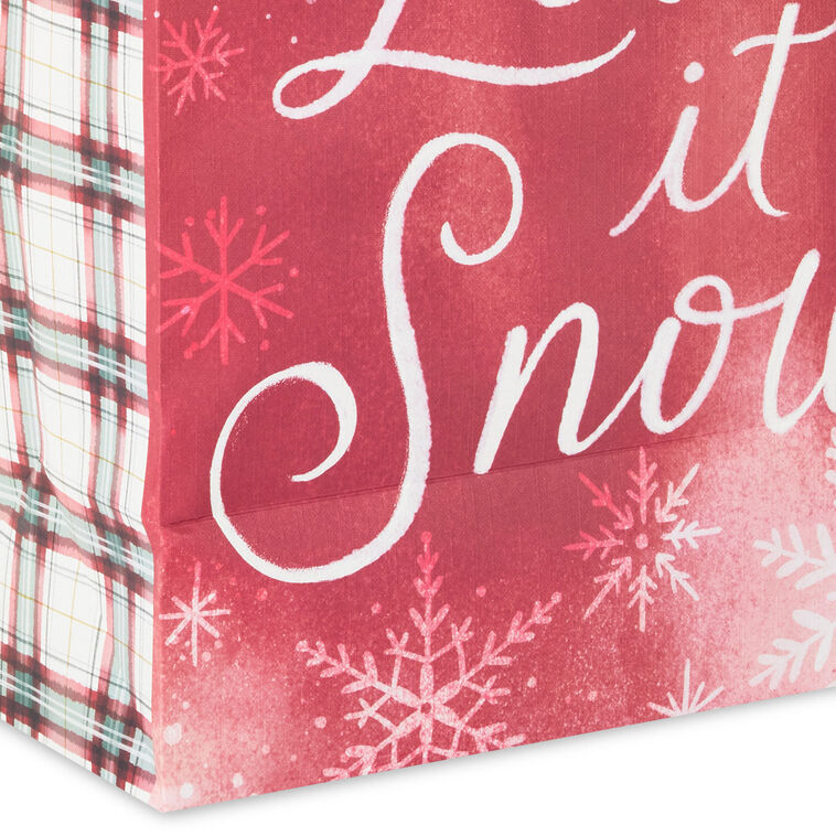 Let It Snow Weathered Red Large Holiday Gift Bag Base/Side Detail image number 5