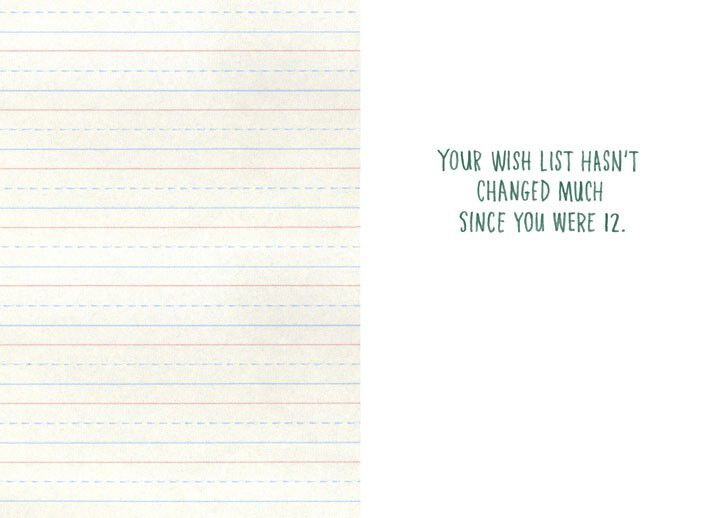 12-Year-Old Wish List Funny Birthday Card
