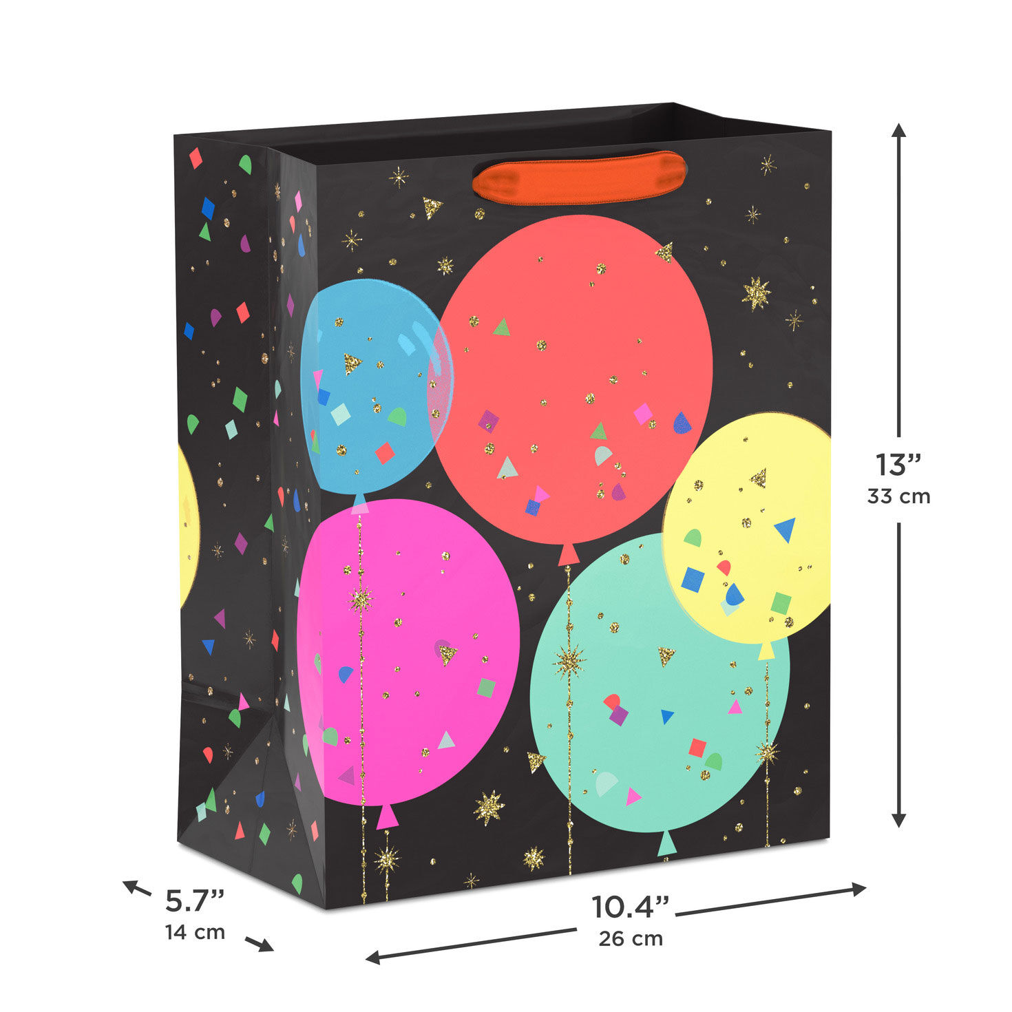 Colorful Balloons and Confetti Large Gift Bag measurement image number 3