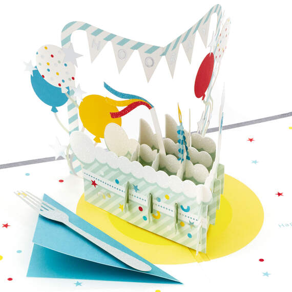 Hooray Cake and Balloons 3D Pop-Up Birthday Card, , large image number 1