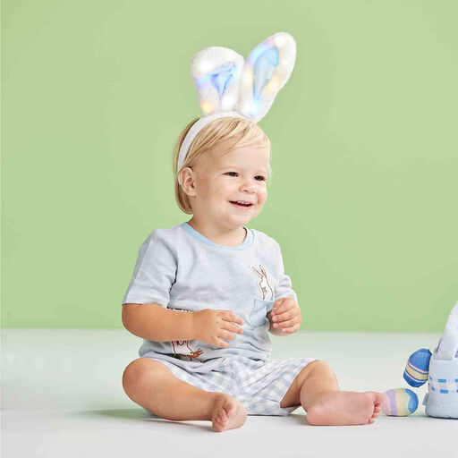 Mud Pie Blue Light-Up Bunny Ears Headband, 