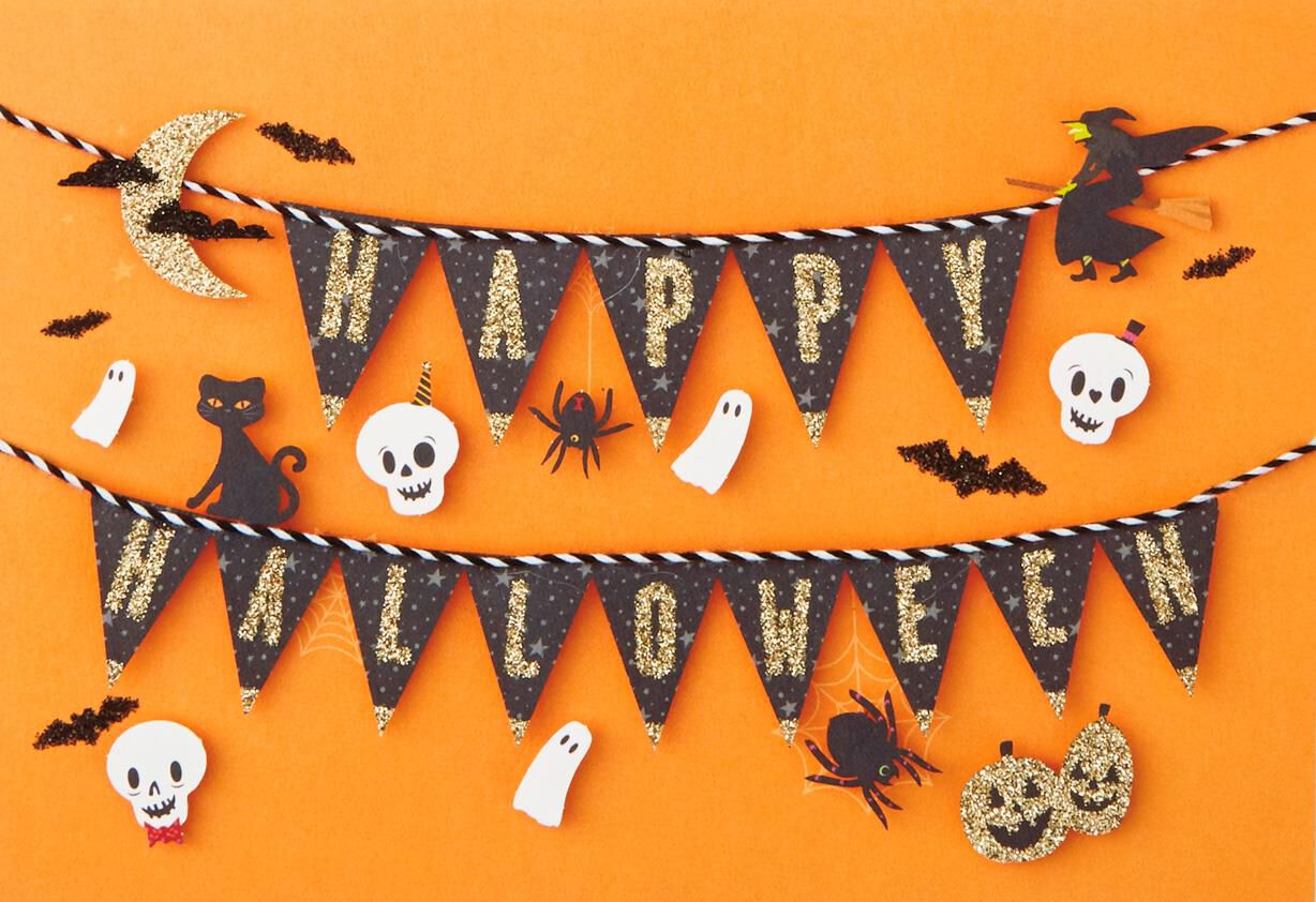 Ghosts, Cats and Skulls Halloween Card