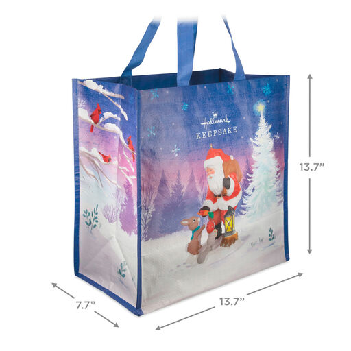 Santa's Forest Friends Reusable Tote Bag, 13.75", 