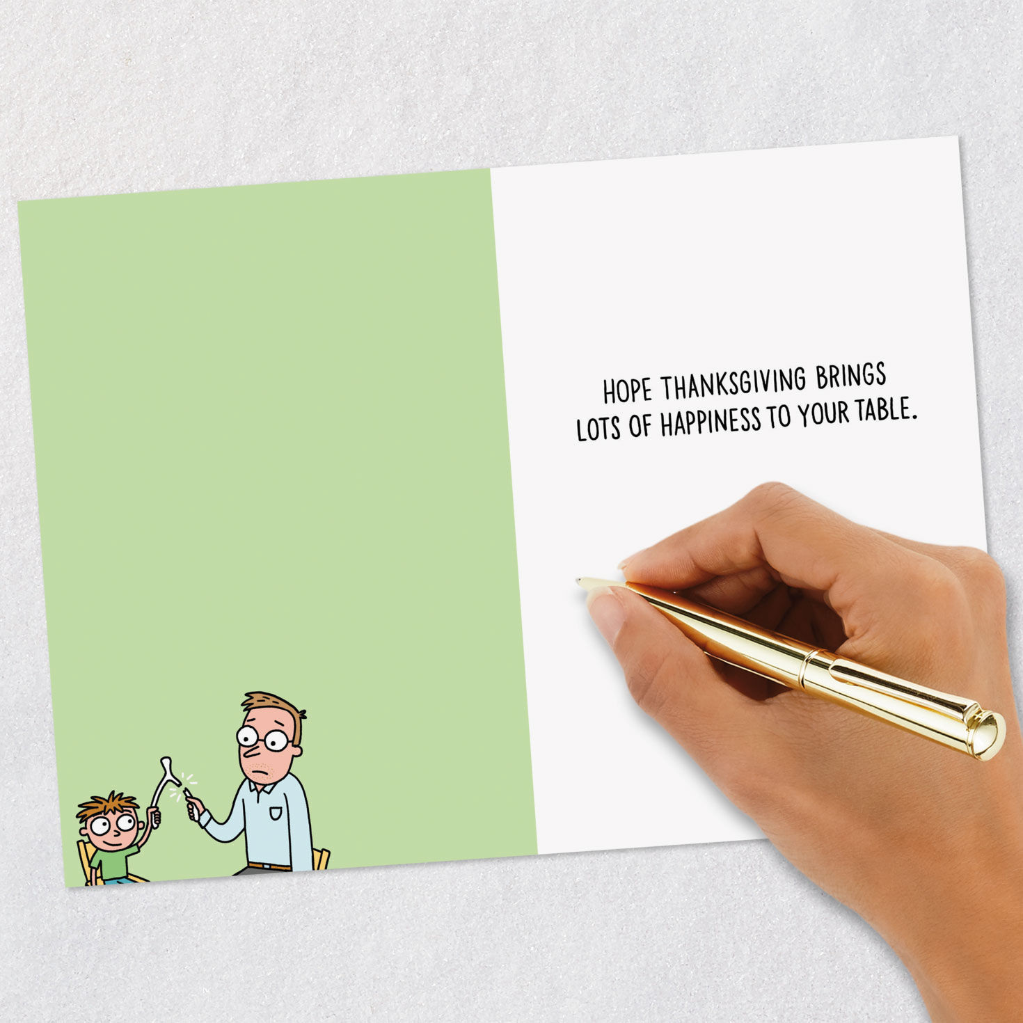 Funny Kids Table Cartoon Thanksgiving Card Signing card image number 6