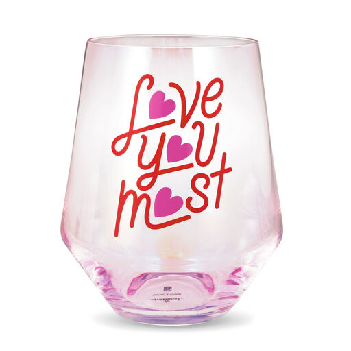 Love You Most Jumbo Stemless Wine Glass, 43 oz., 