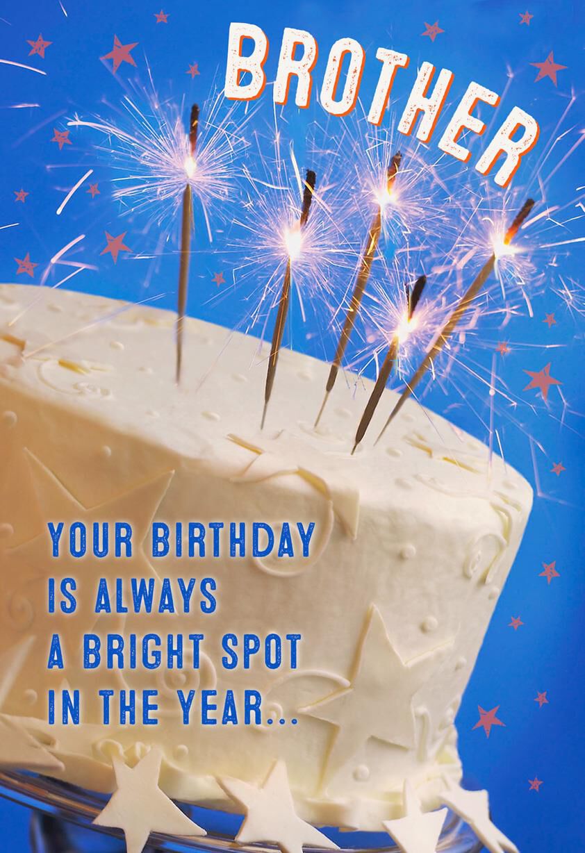 Birthday Cake With Sparklers Birthday Card for Brother