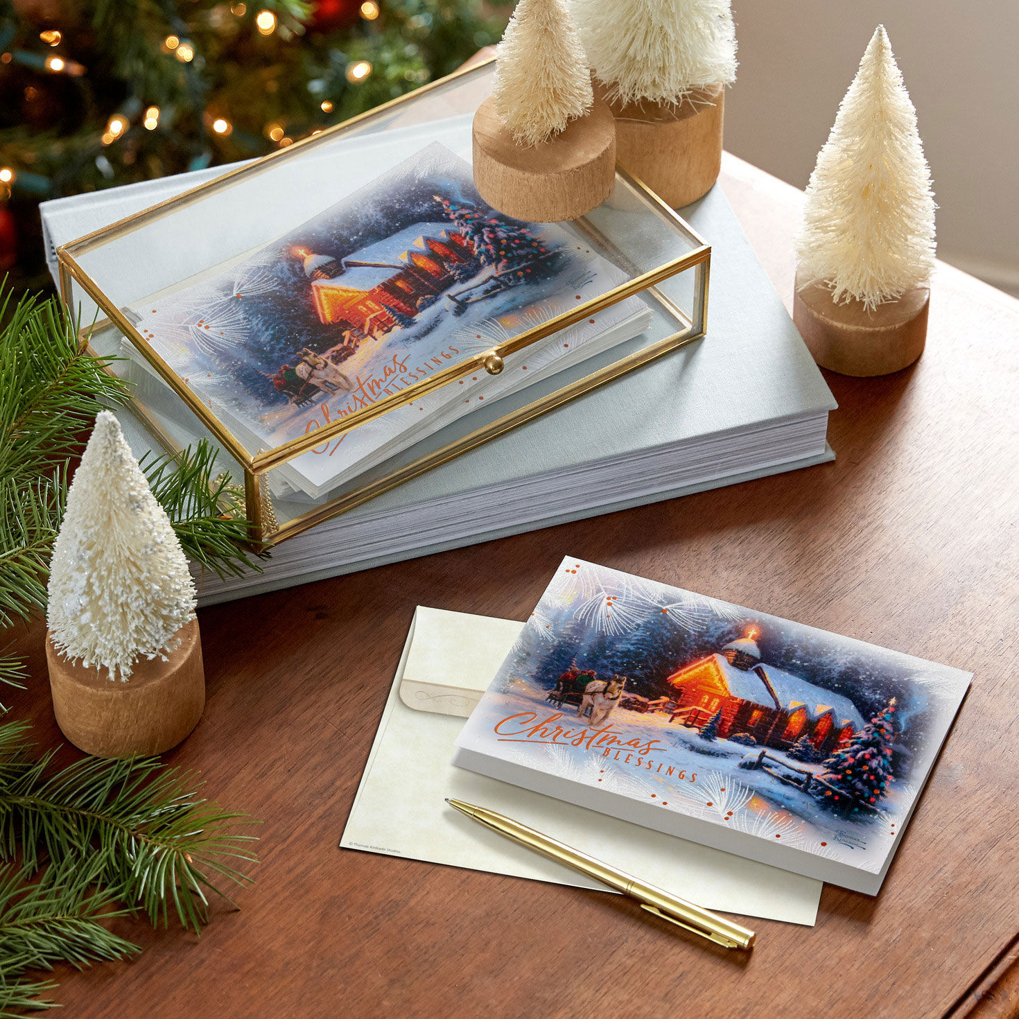 Kinkade Blessings Boxed Christmas Card Pack in use image number 6