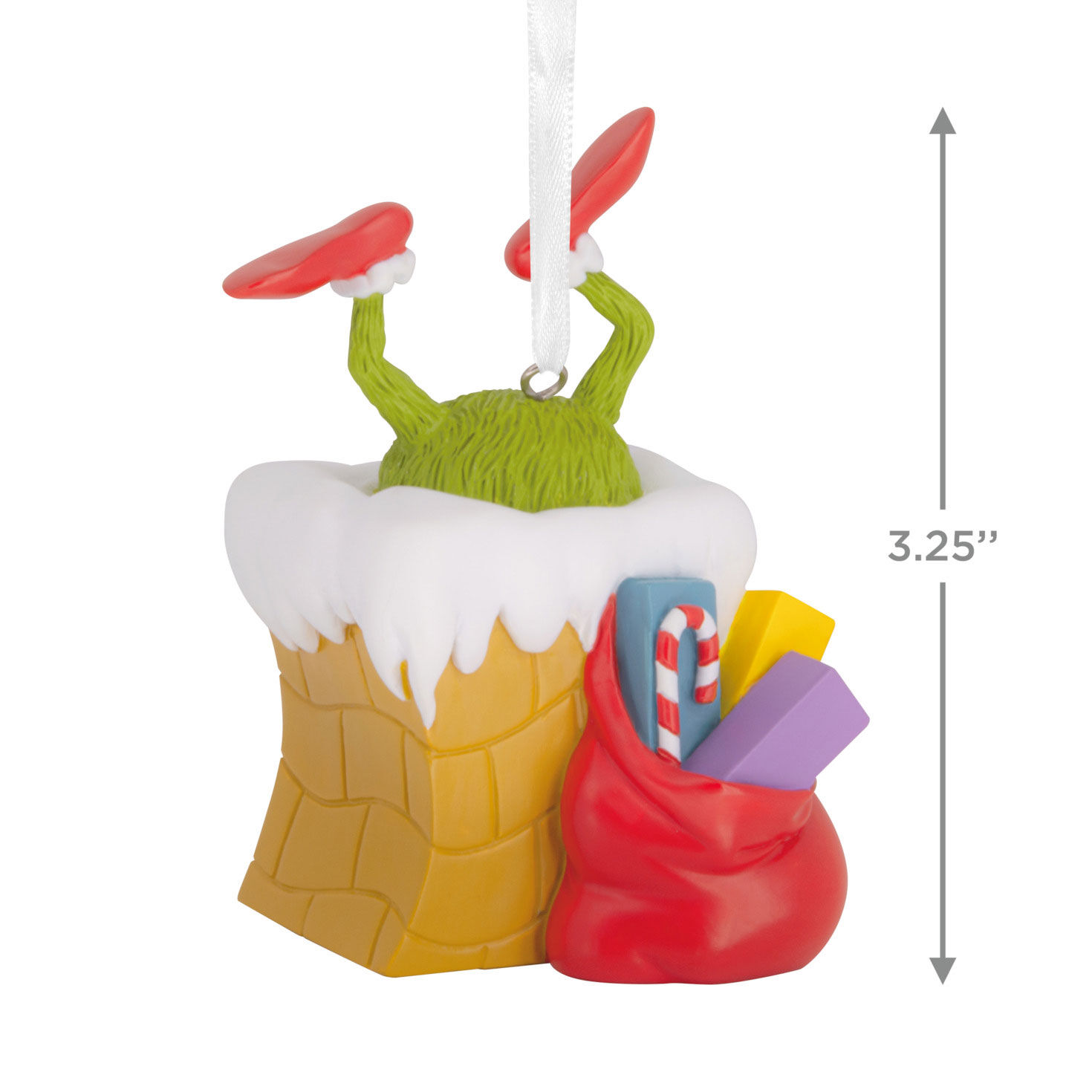 Grinch in Chimney Christmas Ornament measurement image number 3